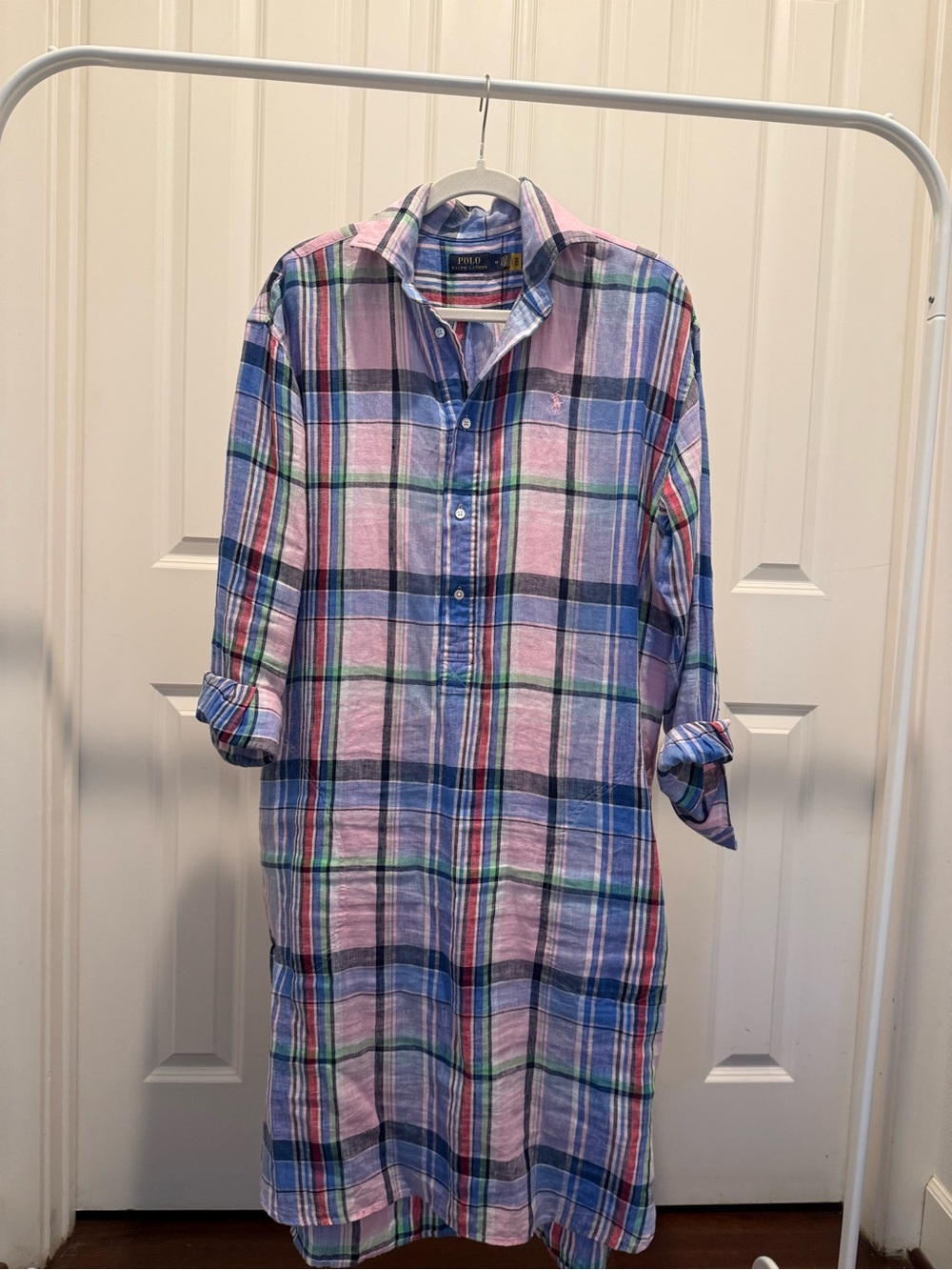 Ralph Lauren Pink Plaid Button-Down Shirt with Blue & Green Accents